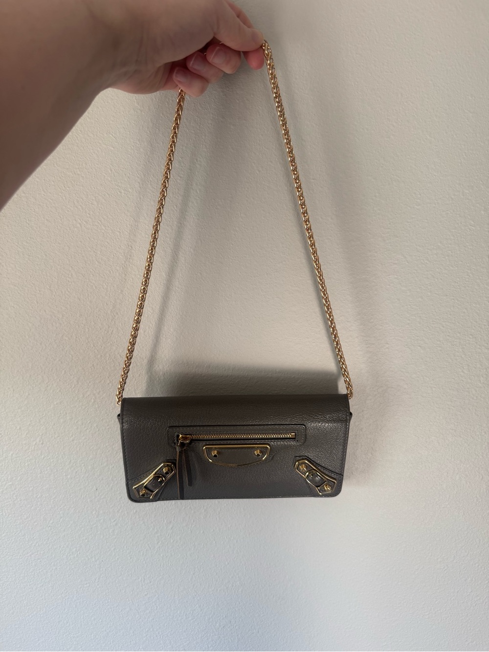 Balenciaga Giant Gray Leather Wallet with COA Non Branded Chain Included